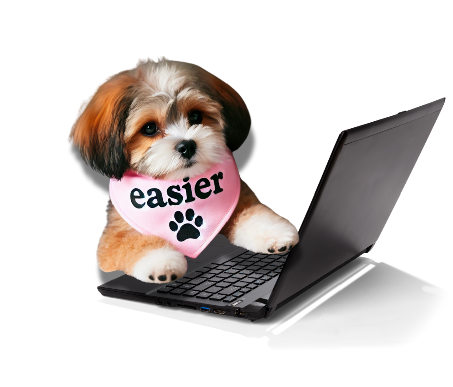 Perrito con laptop
